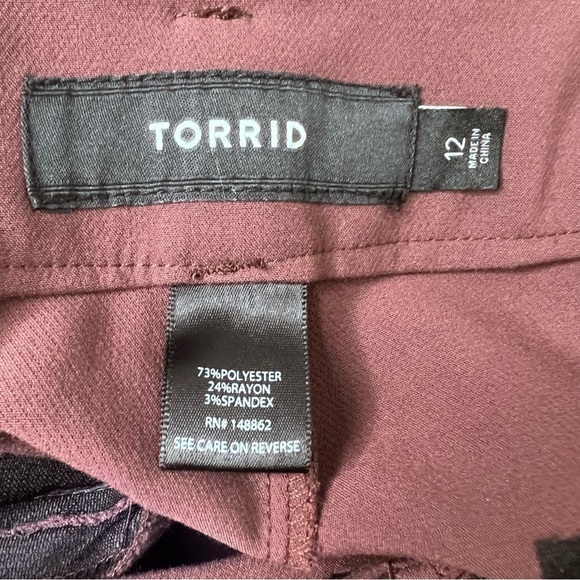 Torrid Stretch Woven Belted Straight Leg Trouser Pant - Raisin Brown Size 12 - Picture 12 of 14